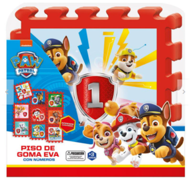 PISO DE GOMA EVA CON NUMEROS PAW PATROL
