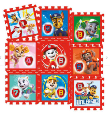 PISO DE GOMA EVA CON NUMEROS PAW PATROL