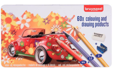 Lápices Hexagonales 58 Colores + Sacapuntas + Goma de borrar