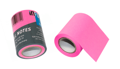 NOTA ADHESIVA ROLLO ROSADO 60mm x 8mt INFO