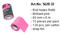 NOTA ADHESIVA ROLLO ROSADO 60mm x 8mt INFO