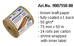 ROLLO PAPEL KRAFT ENGOMADO 75mm x 50mt INFO