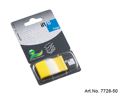 BANDERITAS ADHESIVAS 50un 25x43mm AMARILLO INFO