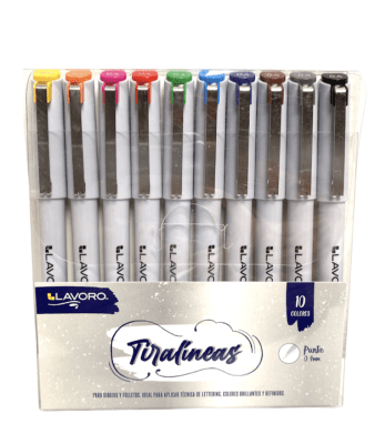 TIRALINEAS SET 10 UNIDADES COLORES. 0.4MM