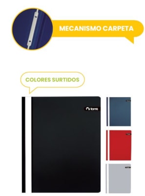 CARPETA PVC PORTA FILE CARTA AZ/NG/RJ/GR TORRE (COLOR SURTIDO)