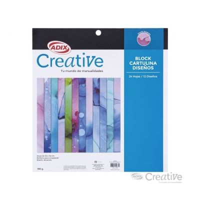 Cartulina 12 Diseños Acuarela 24u 180g (019) CREATIVE