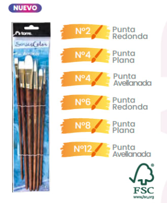 SET PINCELES P/ACRÍLICOS 6UNI SOC TORRE