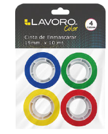 CINTA ENMASCARAR 19MMX10MT PACK 4COLORES