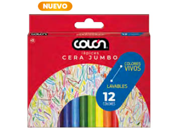 LÁPIZ CERA JUMBO 12 COLORES COLON