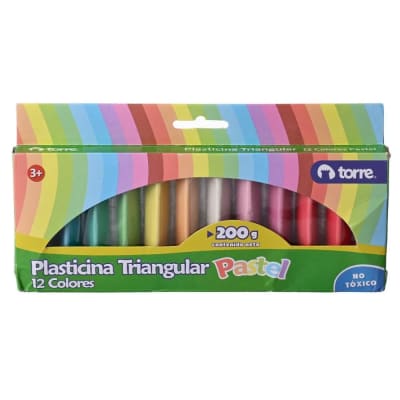 PLASTICINA TRIANGULAR PASTEL 12 UNI TORRE