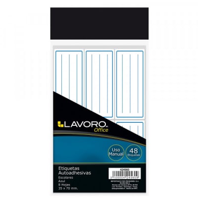 ETIQ. BLANCA AUTOADHESIVA 35 X 70 MM. LINEA AZUL 24 UNI LAVORO