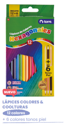 LAPICES 12COL HEXAG+3 TONOS PIEL TORRE