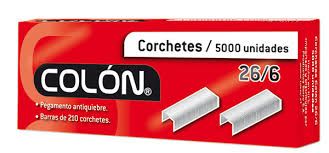 CAJA CORCHETES COLON 26/6 5.000 BARRA ENTERA