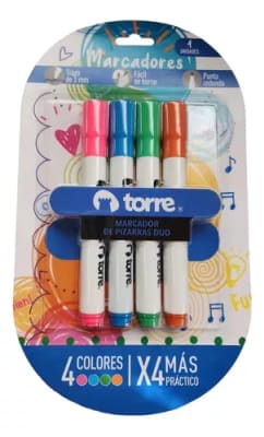 BL. MARCADOR PIZARRA PTA REDONDA 4 COLORES FANCY TORRE