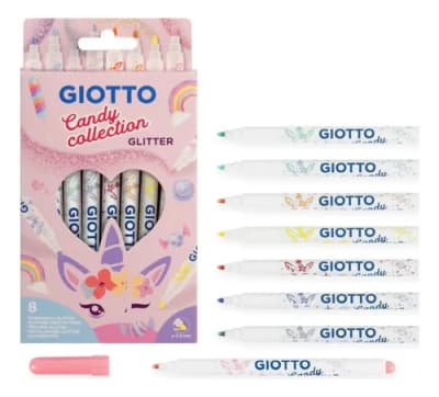 GIOTTO MARCADOR TURBO GLITTER CANDY COLLECTION 8 COLORES