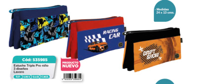 ESTUCHE TRIPLE PRO NIÑO 3 DISEÑOS V2
