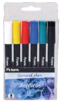 SET MARCADOR ACRILICO 3MM 6COL SOC TORRE