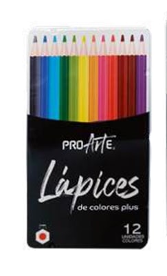 LAPICES DE COLOR PROARTE PLUS 12 UNI CAJA METALICA