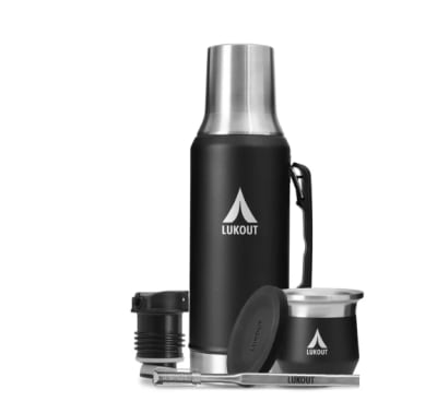 Kit Termo Mate Flow PRO 1200 ml + Mate 170 ml Negro