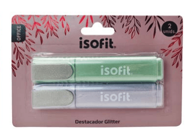 BLI.DESTACADOR GLITTER ISOFIT-DSG/W 2 UN 2 COLORES
