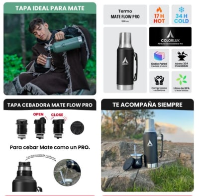 Kit Termo Mate Flow PRO 1200 ml + Mate 170 ml Azul