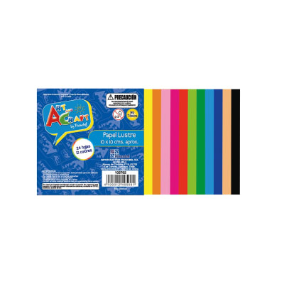 PAPEL LUSTRE 9,5X9,5 CM. COL/SURTIDO PAQ. 24 UN. 