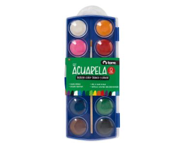 ACUARELA 12 COLORES TORRE