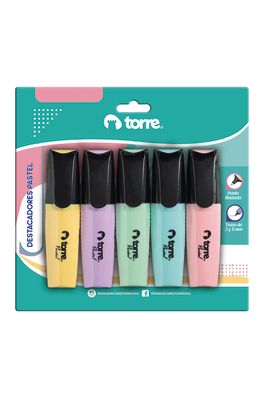BL.DESTACADORES PASTEL 5 COLORES TORRE