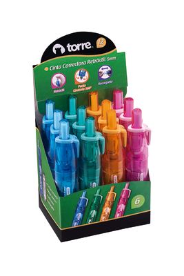 CINTA CORRECTORA RETRACTIL COLORES TORRE