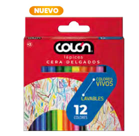 LÁPIZ CERA DELGADOS 12 COLORES COLON