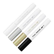 Set Pintor Fino 4 Blanco, Negro, Dorado, Plateado