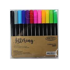 Set. Marcadores Lettering 12 col pincel
