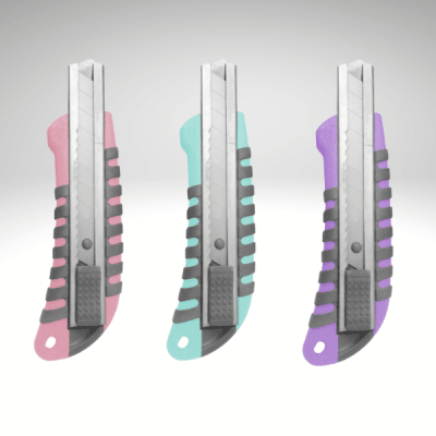 CUCHILLO CART GRANDE C/ MANGO GOMA Y BLOQUEO AUTO COLORES PASTEL