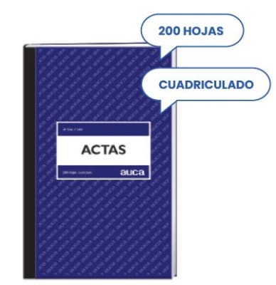 LIBRO ACTAS AUCA CUADRICULADO 200 HJS