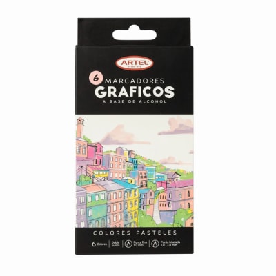 Est.Marcadores gráficos 6 col pasteles