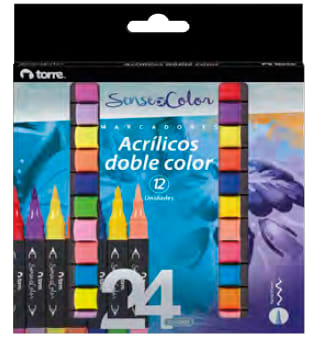 MARCADOR ACRÍLICO DOBLECOLOR 12X24 SOC