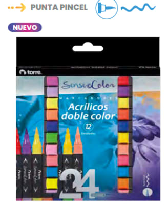 MARCADOR ACRÍLICO DOBLECOLOR 12X24 SOC