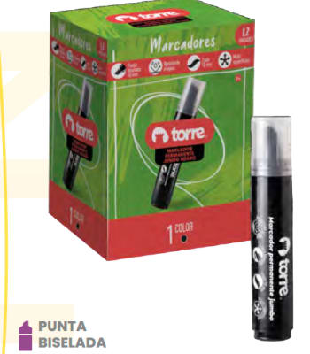 MARCADOR PERM. JUMBO 10 MM NEGRO TORRE