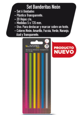 BANDERITAS ADH.6U 5X135MM 20H C/U COLOR