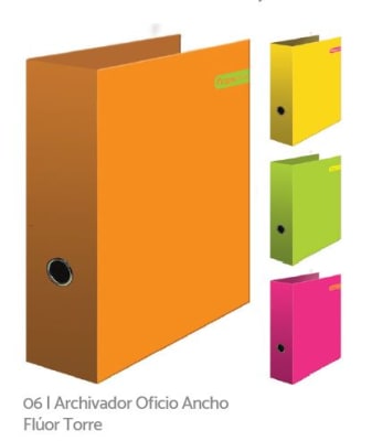 ARCHIVADOR OFICIO ANCHO FLUOR TORRE (SURTIDO)