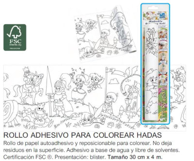 ROLLO ADHESIVO COLOREAR 30cm 4mt HADAS INFO