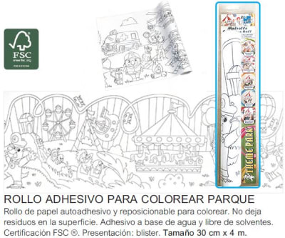 ROLLO ADHESIVO COLOREAR 30cm 4mt PARQUE INFO