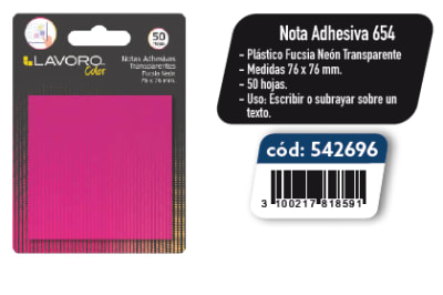 NOTA ADH.654 76X76 PLÁST FUCSIA NEÓN 50H