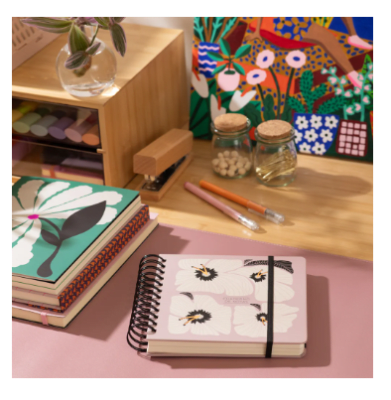 CUADERNO 17X17 FLORES BLANCAS