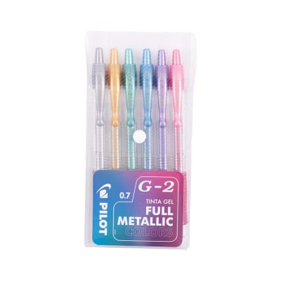 Set Lápiz Gel G-2 0.7 Metalicos 6u PILOT