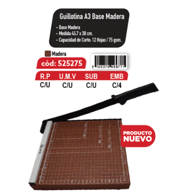 GUILLOTINA A3 12HJ BASE MADERA. LAVORO