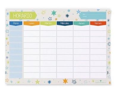 Horario Estrellas 24x34 cm nada 1 Cartón  