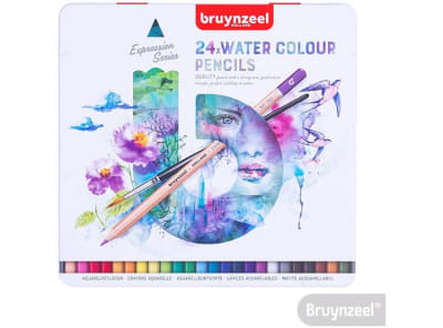 Lápices Acuarelables 24 Colores + Pincel Caja Metálica