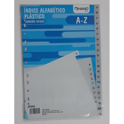 INDICE ALFABETICO,PLASTICO/COLOR,A-Z OFICIO INDICE ALFABETICO,PLASTICO/COLOR,A-Z OFICIO