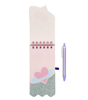 LIBRETA DE ESPIRAL CON BOLÍGRAFO CORAZON SATURNO